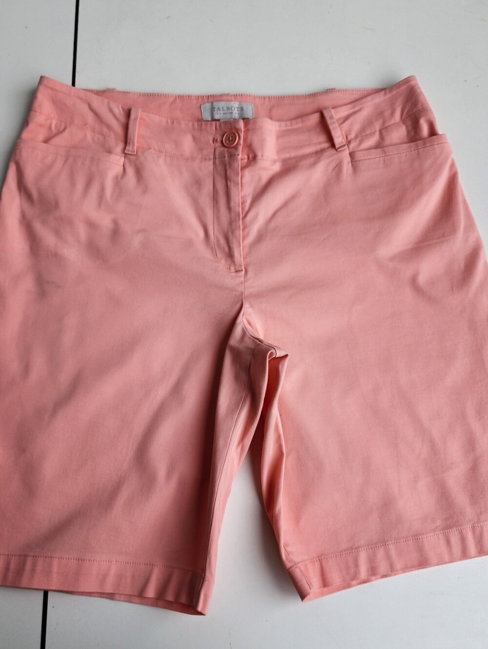 Talbots Bermuda Shorts Womens Petite Coral Pink 9” Inseam Cotton Sz 12P
